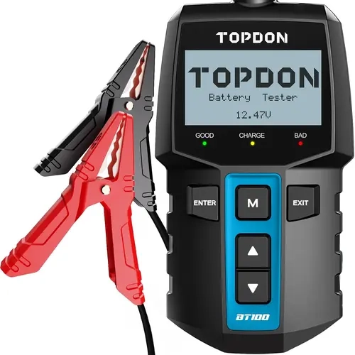 TOPDON BT100 Battery Tester,12V 100-2000CCA Car Battery Tester with Cranking Charging Tests, Ideal for DIYers & Auto Repair Shops