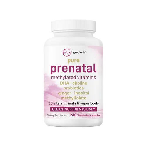 Micro Ingredients Pure Methylated Prenatal Vitamins for Women, 240 Veggie Capsules