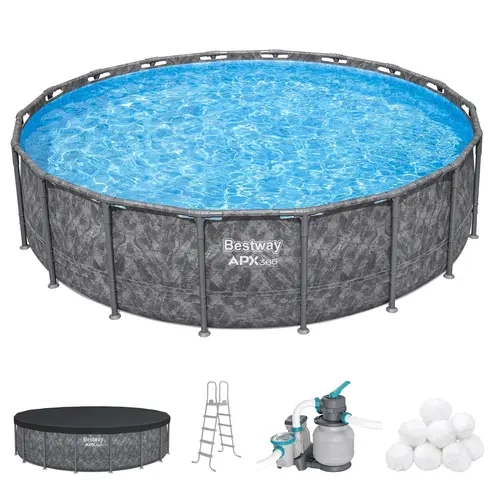 Bestway APX 365 18'x52" Round Above Ground Swimming Pool Set with Pump & Ladder