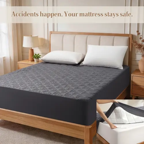 SONORO KATE Waterproof Mattress Pad - Queen Bed Protector Waterproof, 40% Rayon from Bamboo Cooling Cover, Skin-Friendly, Breathable, 6-18" Stay-Put Pockets, Elastic-Sided, Machine Washable (Leakyproof/Rain-Resistant Mattress Pads, Toppers & Protectors)