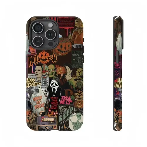 Halloween Horror Retro Smartphone Case - Glossy Finish, Dual-Layer Polycarbonate TPU Casing Cover, Heavy Duty Protection, Shockproof, Lightweight, MagSafe Compatible Multi-Model Accessory for iPhone 16/15/14/13/12/11/X/8/7, Samsung, Google Pixel