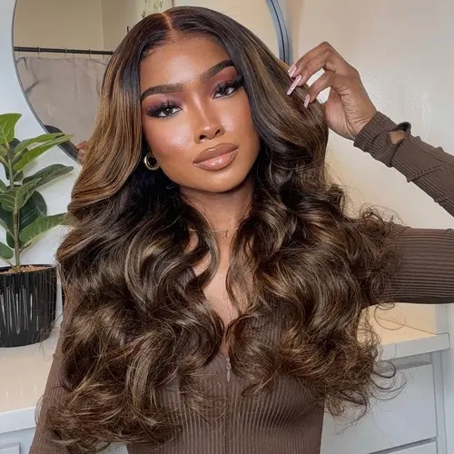 OQ HAIR 9x6 TPart Lace Front Wigs Human Hair 200% Density Highlight Balayage Color Glueless Wigs Human Hair Body Wave Human Hair Wigs for Women