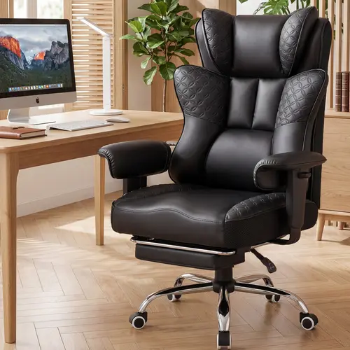 Classic Ergonomic Gaming Recliner Chair - Durable PU Leather King-Sized Throne, 300-349 Lb Capacity, 150° Recline, Foldable Adjustable Footrest & Height, Armrest, Wide Embossed Design, Spring Support, Fire Safety Label, Man Cave Indoor Furniture