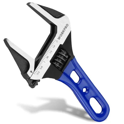 #toolupgrade WORKPRO 4" Stubby Wide Opening Adjustable Wrench, Thin Jaws