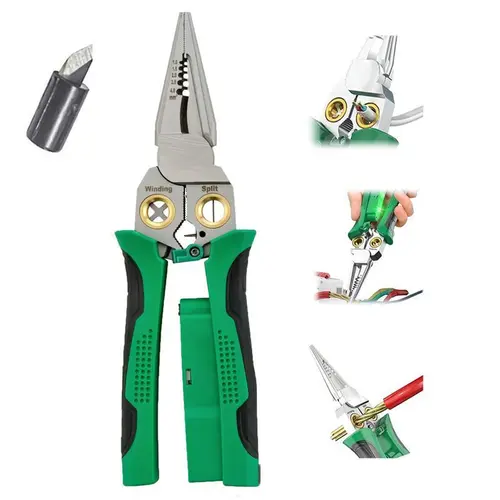8 in 1 Wire Stripper Twisterfor Cutting and Pulling Wires, CableScissors,Voltage Tester Pliers, 12Vto 250V Live,Null.Hot WireJudgment AC DC, Audible andFlashing LED Alarms #summerfinds