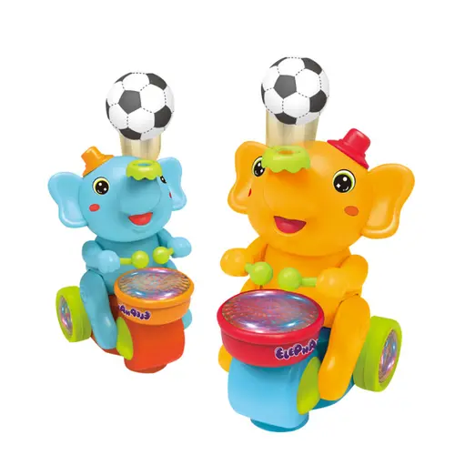 Cute Cartoon Animal Plush Elephant Musical Light Up Toddler Sound Machine - Unisex 0-3 Years ABS Electric Ride-On Cart with 3D Drumside Glow, Play Features, Baby Gift Toy