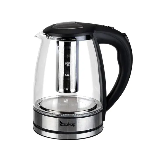 ZOKOP 1800W 1.8L Thermostatic Stainless Kettle - 110V 50-60Hz US Plug, 3.31lbs, Color-Shift LED, 5-Min Auto Shut-Off, Boil-Dry/Overheat Guard, BPA-Free 304 Steel Heating, 360° Easy Docking, Ergonomic for Coffee/Tea