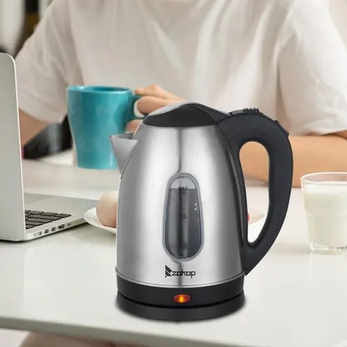 1.5L 1200W US Standard Stainless Steel Electric Kettle - Water Window, 360° Rotation Base, Red Indicator Light, Auto Shut-Off, Boil-Dry & Overheat Protection, Ergonomic Handle, Easy-Open Lid, For Kitchen Countertop, Tea, Soup, Instant Coffee