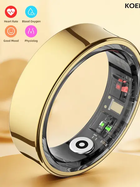 Titanium Smart Ring IP68 Health & Fitness Tracker with 24/7 Heart Rate, Sleep, Blood Oxygen, Stress & Body Temperature Monitoring, Sport Modes, No Subscription App, 3-5 Days Battery Life, iOS & Android Compatible Koepovk