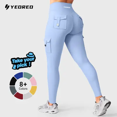 YEOREO CoreFlex High Waisted Cargo Leggings Seamless Scrunch Butt Lifting Tummy Control Shaping Training Yoga Gym Fitness Tights,summerwins