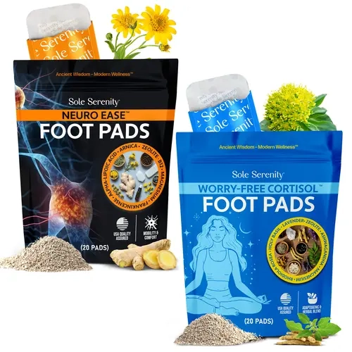 Sole Serenity Neuro Ease + Worry-Free Cortisol Detox Foot Pads - 2 Pack Bundle Alternative Wellness