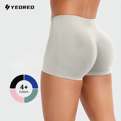 YEOREO Women’s 2.5" Low-Rise Seamless Quick Dry 4-Way Stretch Compressive Fabric Sports Shorts, Active Athleisure Performance Shorts for Gym, Yoga