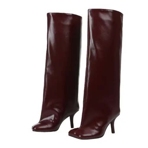 Women's Suede Knee-High Pull-On Boots - Square Toe, Stiletto Heels, Wide Calf, Slip-On, No Excess Bulk, Sohochic Footwear Fashion Shoes for Back to School