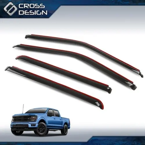 CROSSDESIGN Window Vent Visor 4PCS Fits 15-22 Ford F-150 /F250/ F350/ F450/ F550 Super Duty Crew Cab Window Vent Visor In-Channel Rain Guards, Side Window Visor, Vent Window Visors, Automotive, Visor Deflector, Car Accessories, Set