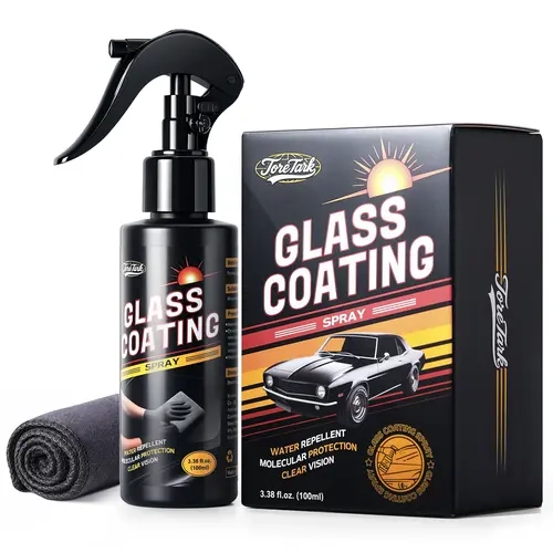 TORETARK Molecule-Enhanced Silicone Ceramic Glass Coating Spray Bottle - All Seasons Car Windshields and Windows Emergency Solution with Quick-Action Water Repellent, Dust Repellent, Strong Adhesion, Easy to Use, Clears Vision Functions
