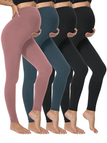 4 Packs Women's Maternity Leggings Over The Belly HighWaisted Yoga Workout Pregnancy Pants Activewear in Multiple Colors for Women summerwins