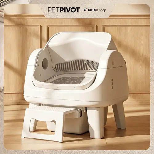 PetPivot AutoScooper 12 Lite Open-Top Self-Cleaning Cat Litter Box, Automatic Litter Box with Easy Access Step, Triple Safety Protection, No App Required