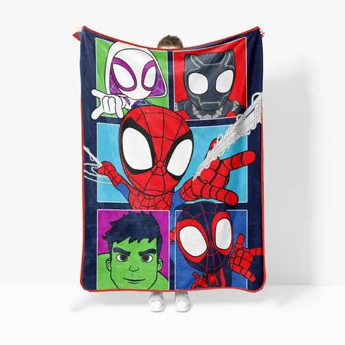Disney Sunny Side Up Marvel Spidey Friends Graphic Throw Blanket - Cozy, Warm Extra Layer Childrens Blanket for Boys' Bedding, Room Decor, Kids' Gifts