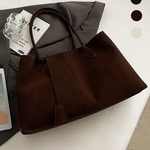 2025 Autumn/Winter New Fashion Large-Capacity Retro Lazy Style Underarm Tote Bag for Women High-End Feel Handbag, Simple Casual Relaxed Vibe Shoulder & Hand-Carry Bag, Plain Tote Bag