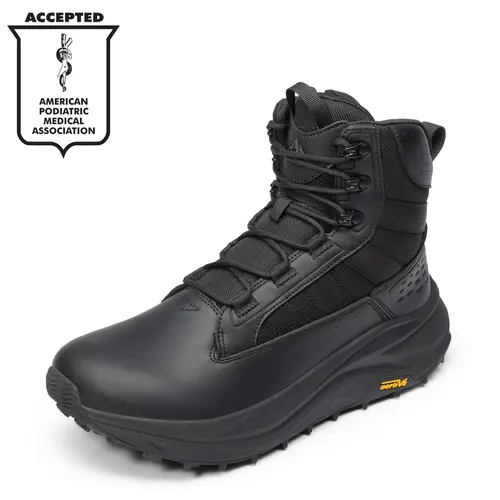 【Fall Deals】NORTIV 8 Men's Wide Toe Box Leather Work Boots - Wide Feet, Side Zipper, Low Drop, Round Toe, EVA, Velcro, Nylon, Cuban Plain Design, for Plantar Fasciitis, Bunions, Truck Driving, Men's Shoes, Walking Shoes