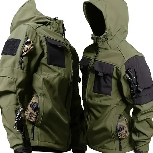 HOMUG Men's Hooded Work Jacket, Waterproof & Windproof Outdoor Workwear Coat, Durable Multi-Pocket Utility Jacket for Construction, Outdoor Work, Fall & Winter