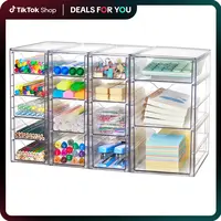 Vtopmart Acrylic Organizer with 16/30/32 Drawers, Clear Storage Drawers for Office Supplies Makeup Jewelry Art Crafts, Non-Slip Water&Dust Proof, Variety of Drawer Options for Desk Vanity Bathroom Pantry, Mid Year Sale Restock, Boxes
