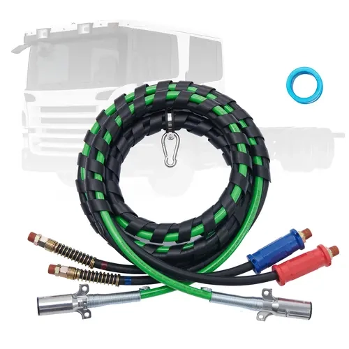 VEVOR 12FT Semi Truck Air Lines Kit - Replaceable Hose (G1/2 Joint), ABS Power Line, 7-Way Plug Cord, Spiral Tangle-Free Wrap, Hook + Tape, 1 Teflon Tape, Spring-Locked Seal, TPU Heat-Resist, Pressure Support (for Semi Truck, 16915713s15401)