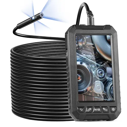 VEVOR 1920*1080 Borescope, Automotive 1080P Triple-Lens Endoscope Camera with Light, 16.4 ft Semi-Rigid Cable, 4.3" Screen, 8+2 LED Lights, IP67 Waterproof Snake Camera, 32GB SD Card, Type-C Fast Charge Diagnostic Tool (Father's Day Gift Option)