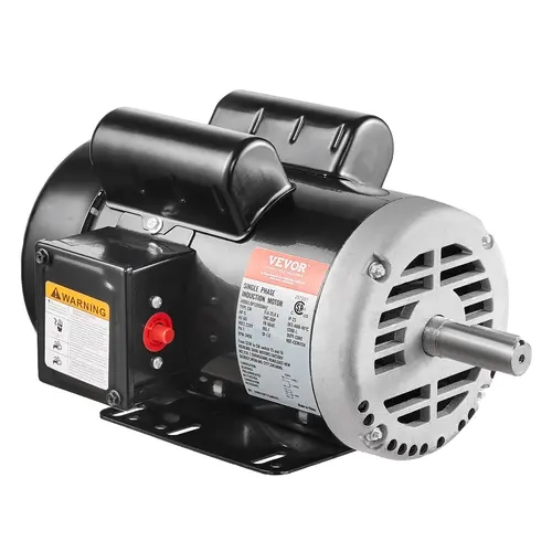 【toolupgrade】VEVOR Industrial Heavy-Duty Alloy Steel Electric Air Compressor Motor, 5HP 230V 25A Ready 230V 60HZ, 56HZ Frame, 3450RPM, 7/8" Keyed Shaft, 2.25" Shaft Length, Single Phase, Reversible CCW Open Drip-Proof