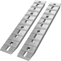 VEVOR 2-Pc Deformation-Resistant Metal Load Ramps with Organizer, 8810LBS & 6000LBS Capacity, Beavertail Hook End, Slip-Proof Large Tread Traction Cutouts, Outdoor Use, Handles ATVs-Tractors & More, Easy Truck Loading