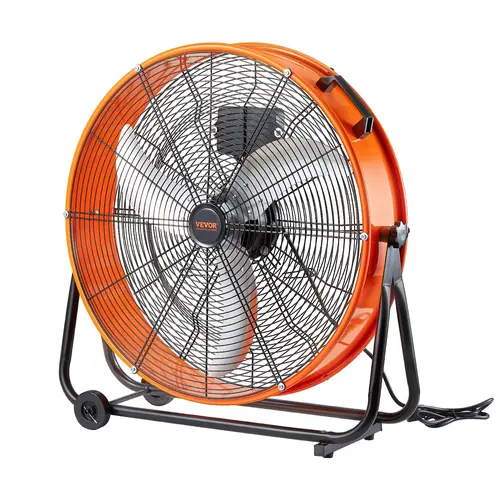 VEVOR 24-Inch Heavy-Duty Industrial Pedestal Fan with 8700CFM Airflow, 3-Speed High Velocity Cooling, 360° Rotatable Head, 0-2h Timer, Adjustable Tilting, Ventilation for Warehouse, Workshop