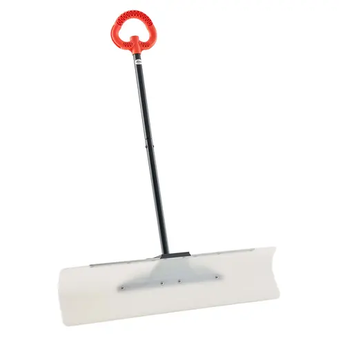 VEVOR 36 In Metal-Edge Snow Pusher Shovel, 36in Wide Sweep, HDPE Plastic Reversible Blade, Anti-Slip Textured Secure Hold Ergonomic Grip, Segmented Handle, Portable Driveway Clearing Tool, Easy to Store, Prevents Bending & Twisting