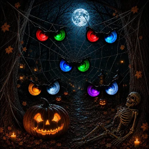 Toodour 5-Pair Plastic Spooky RGB LED Colorful Halloween Monster Eyes Lights Sets - 30h Runtime, IP44 Waterproof, Cordless Battery-Operated, Timer-Equipped Halloween Decorations with Switch for Window, Patio