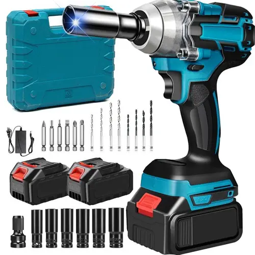 1/2 Inch Wireless High Torque 3-in-1 Impact Wrench Kit, Dual 3000mAh Li-ion Batteries, 5 Impact Sockets,8 Drill Bits,10 Screwdriver Bits & Hard Storage Box, Great for Daily Auto Repair & Modified Vehicle Lug Nut Removal #summerfinds