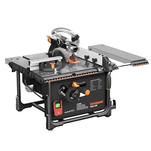DOVAMAN DTS02M Portable 1800W Table Saw, 8.5" 60t Carbide Blade Wood Cutting Machine with 0-45° Bevel, 1.77-2.36" Deep Cuts, 5000rpm Crosscut, 60-tooth Crisp Finish, On-Tool Storage, Dust Bag, Push Stick for Woodworking DIY Projects