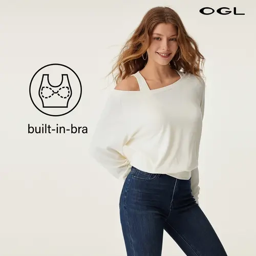 OGL Women's Heat-Tech Multi-Wear Layering Bra Top - Basic Long-Sleeves Plain Top, Minimalist Design, Sports Casual Fall Outfit Lightweight Activewear Sleeveless Gym Tops Fall Deals For You