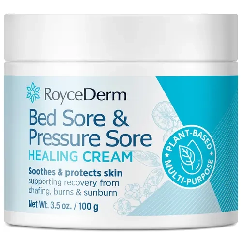 Roycederm Herbal Bed & Pressure Sore Treatment Cream - Sensitive Body Care Moisturizer & Protector for Fast Healing of Chafed Skin, Pressure Ulcers on Legs, Buttocks - 3.5oz (for Bedridden Elderly)