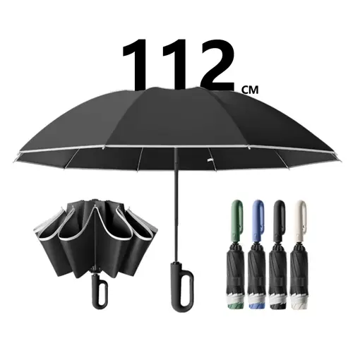 Automatic Reverse Folding Umbrella, Large Portable Car Umbrella, Outdoor Travel Umbrella, Leak-Proof Night Reflective Strip, Rain & Sun Protection