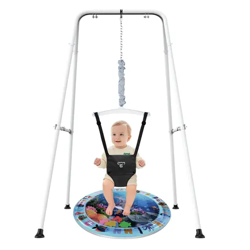Toddler Jumper Bouncer with Stand - Bounce Seat Exerciser for Active Babies, Easy Set-Up, Indoor Use, Includes Water Mat
