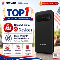 ECOVOX 2026 Plastic Portable Wireless WiFi Hotspot - 4G LTE, 802.11a, Single-Band, USB, 3C Digital Accessory, No SIM/Contract, Pay-as-You-Go Data, Free 1GB Data, Connect 9 Devices, Simple Design, International Use for Students