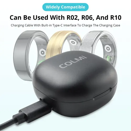 COLMI Plastic Smart Watch Charger - Compact Portable Rechargeable Wireless Charging Box with Built-in Type-C Cable, Wearable Accessory for R02, R03, R10, R06 Smart Watches (Black, Suitable for Women)
