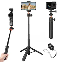 K&F CONCEPT Aluminium All-in-1 Extendable Foldable Selfie Stick Tripod, Compact Mobile Accessory for Smartphones, GoPro Hero 13-7/Max, DJI Osmo Action 5-3/Pocket 3, 60cm/24" Ball Head Handle for Content Creator Vlogging, Travel (Selfie Accessories), Cellp
