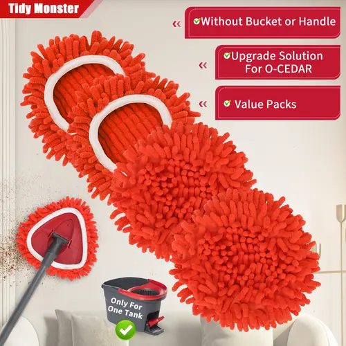 Chenille Duster Replacement Heads for O-Cedar 2026 Unique Design Heads Turn Mop into Long-Handle Duster Cleaning Trap Bucket & Handle Not included