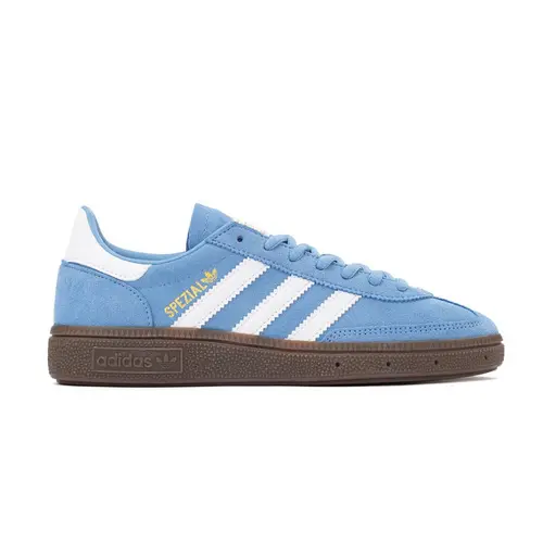 Adidas Handball Spezial Trainer - Unisex Casual Low Top Leather Sneakers, Light Blue Cloud White Cushioned EVA Rubber Retro Court Footwear