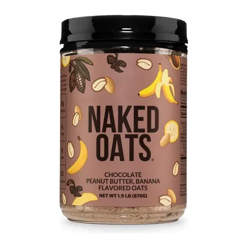 Naked Chocolate Peanut Butter Banana Protein Oats - With Whey Protein for Lean Muscle - 20g of Protein, 9g of Fiber, 5g of Sugar