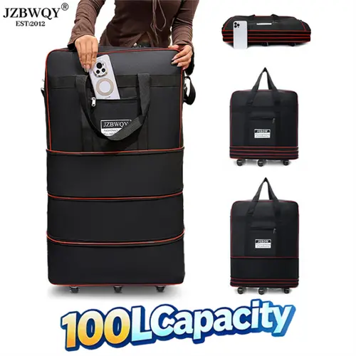 JZBWQY 100L Expandable Foldable Lightweight Rollable Carry-On Garment Duffle Bag - 360° Universal Wheels, Personal Item Luggage, Overnight Carry-On for Moving & Weekend Getaways,vacationoutfits,beachoutfits