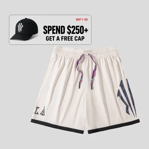 ANTA MEN KAI Logo Game Shorts Lightweight and Court-Ready White Green Purple Black Athleisure Gym Workout Casual Activewear Fall Training Kyrie Irving