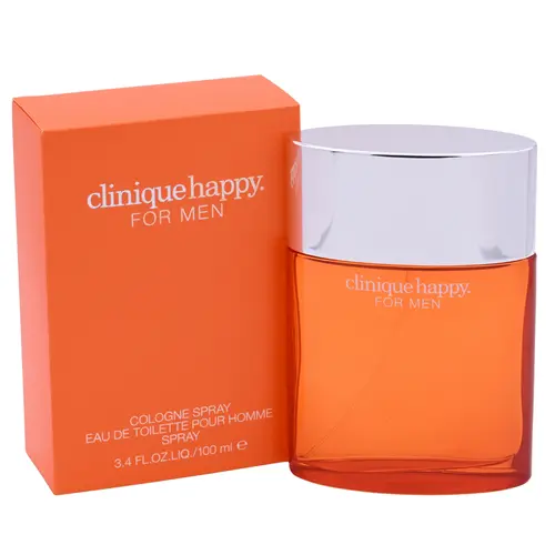 CLINIQUE Happy for Men 3.4 oz Eau de Toilette (EDT) - Cologne Scented Aromatic Woody & Citrus Lemon Fragrance with Rose Jasmine Heart, Oceanic Fresh Hit, Adults' Daily Wear, Gifts for Him Option