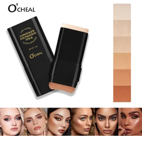 6-Color Dual-Ended Eraser Foundation Stick - Lightweight Beauty Products for Adults, Concealer & Highlighter for Acne Marks, Nose Contour, Uneven Skin Tone, Flawless Finish, Versatile Cosmetic Tool, Daily Gift (Comes with Bottle) #Summervibes