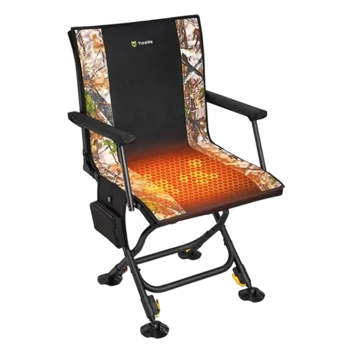【TIDEWE Hunting Season】TIDEWE Hunting Chair, Heated & Non-Heated Options, Adjustable Height 360° Swivel Blind Chair with Battery & Detachable Seat Cover-Fusion Seat Series outdoorfun